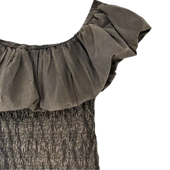 NWT Sea New York Juni Garment Dye Brown Smocked Bodice Off Shoulder Midi Dress - Picture 9 of 15